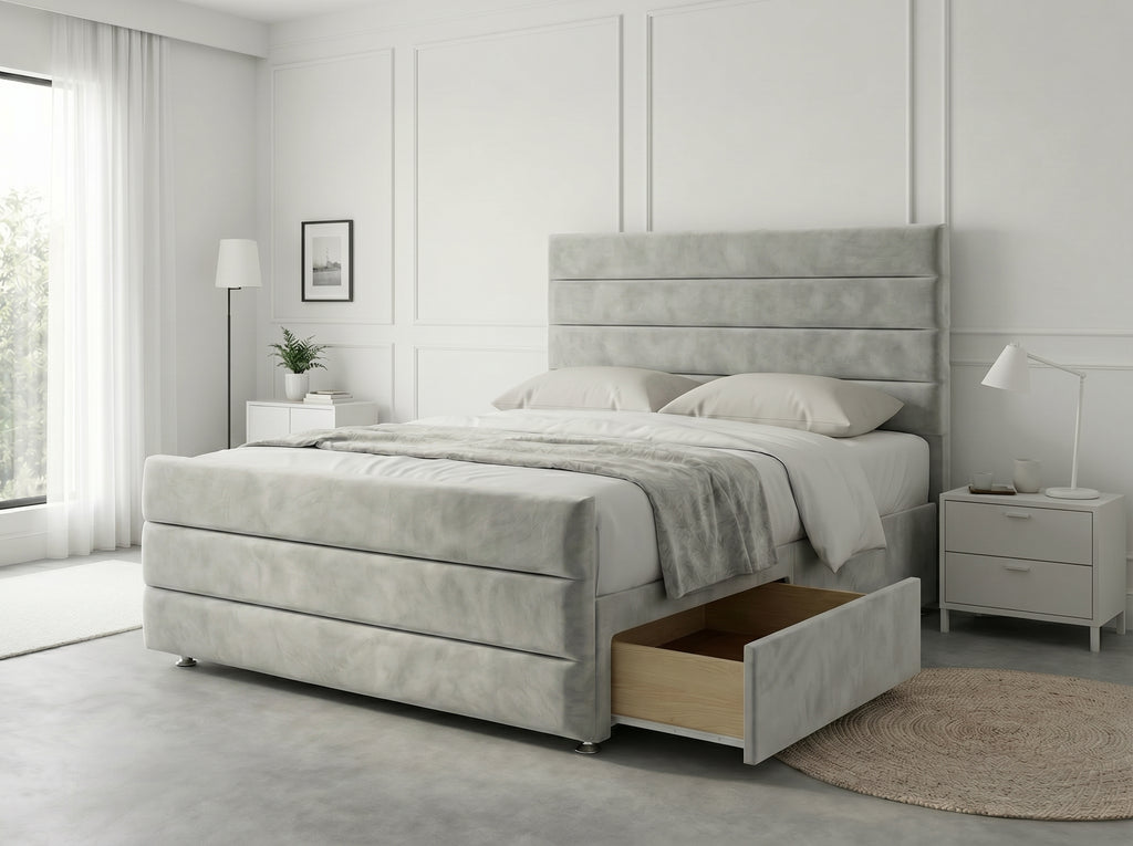Prestige Sleigh Comfort | Divan Drawer Bed with Deep Storage Drawers (UK) | Discount Bed Store (DBS) #DB151