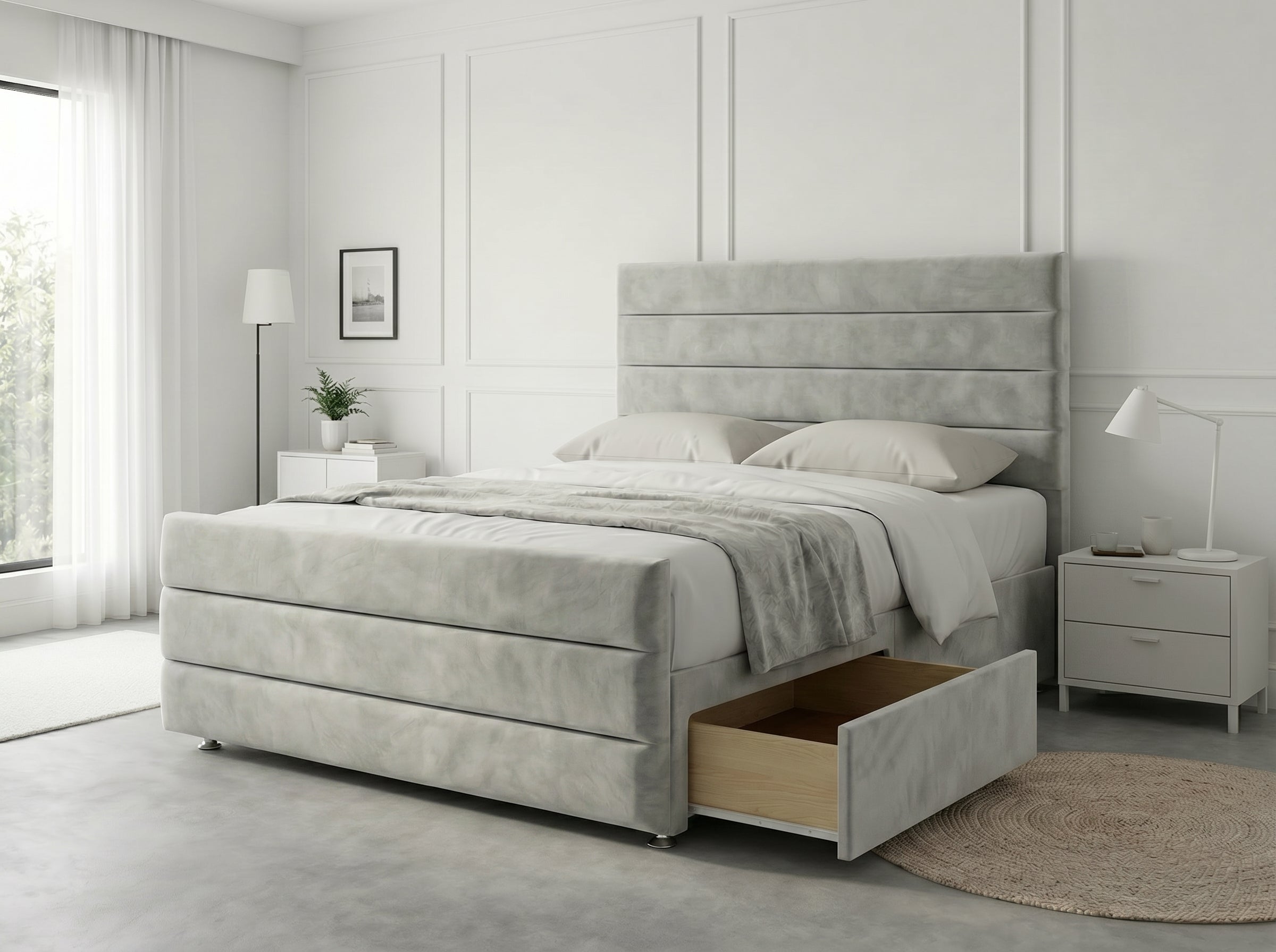 Prestige Sleigh Comfort | Divan Drawer Bed with Deep Storage Drawers (UK) | Discount Bed Store (DBS) #DB151