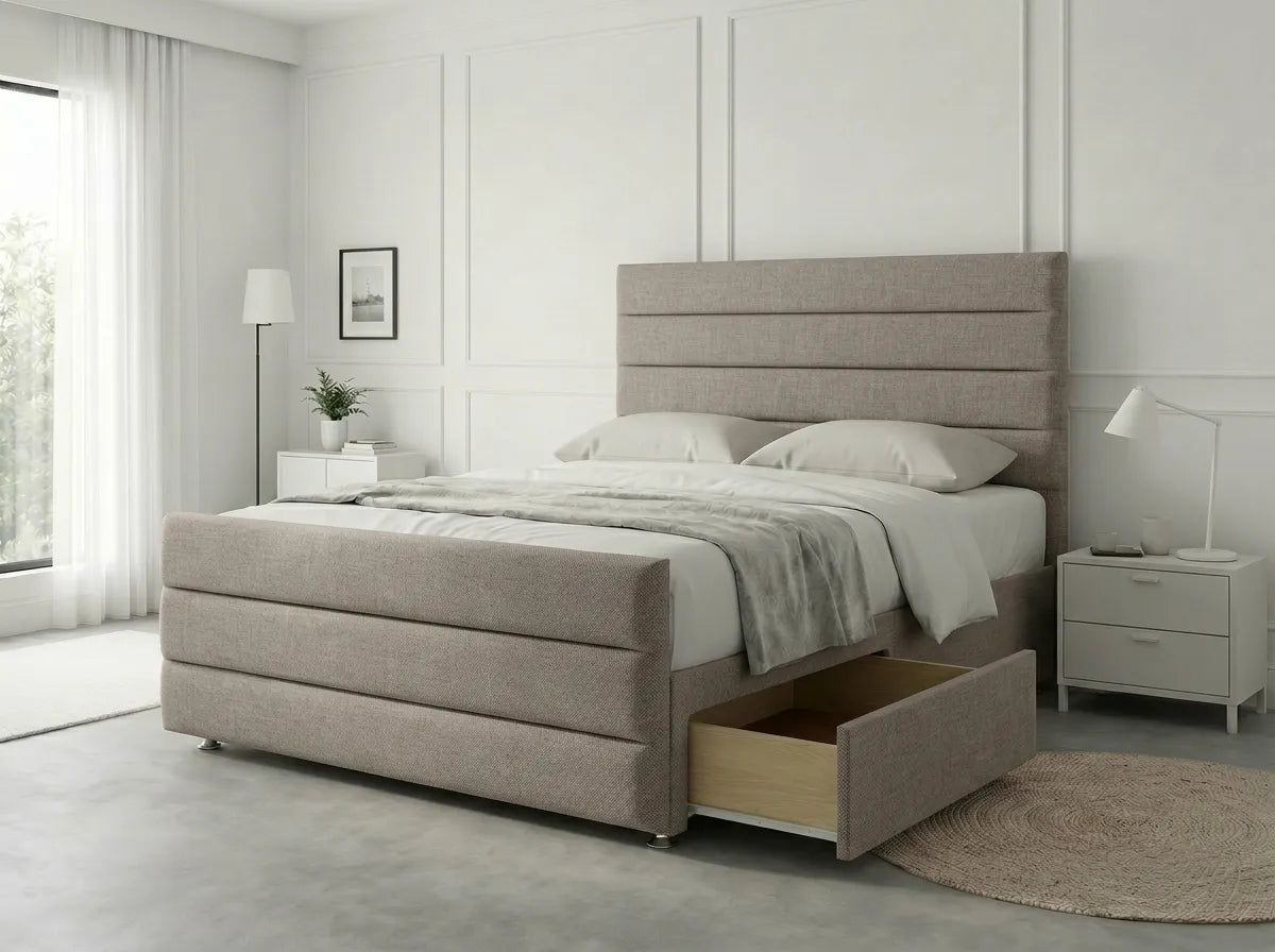 Prestige Sleigh Comfort | Divan Drawer Bed with Deep Storage Drawers (UK) | Discount Bed Store (DBS) #DB151