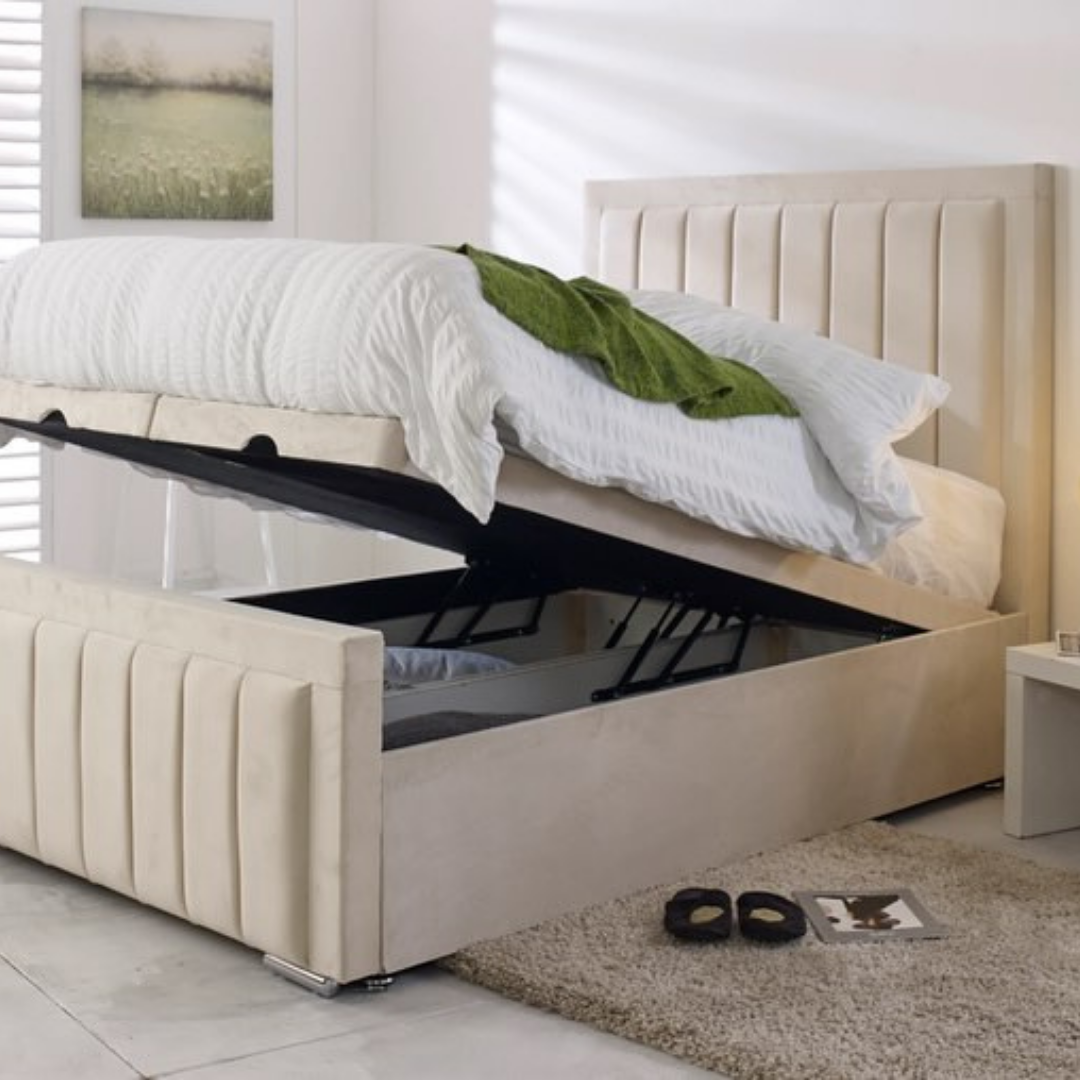 Gas Lift Bed Vertical Flute Comfort #B157 | Optional Divan Ottoman Bed Frame (UK) | Discount Bed Store (DBS)