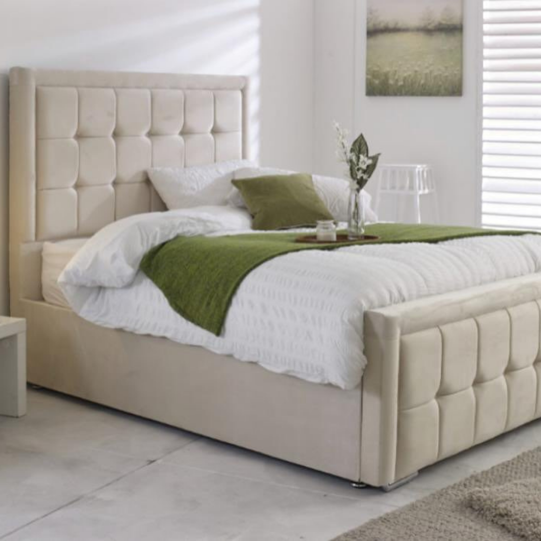 Cubo Plush Panel #B158 | Optional Divan Ottoman Bed Frame (UK) | Discount Bed Store (DBS)