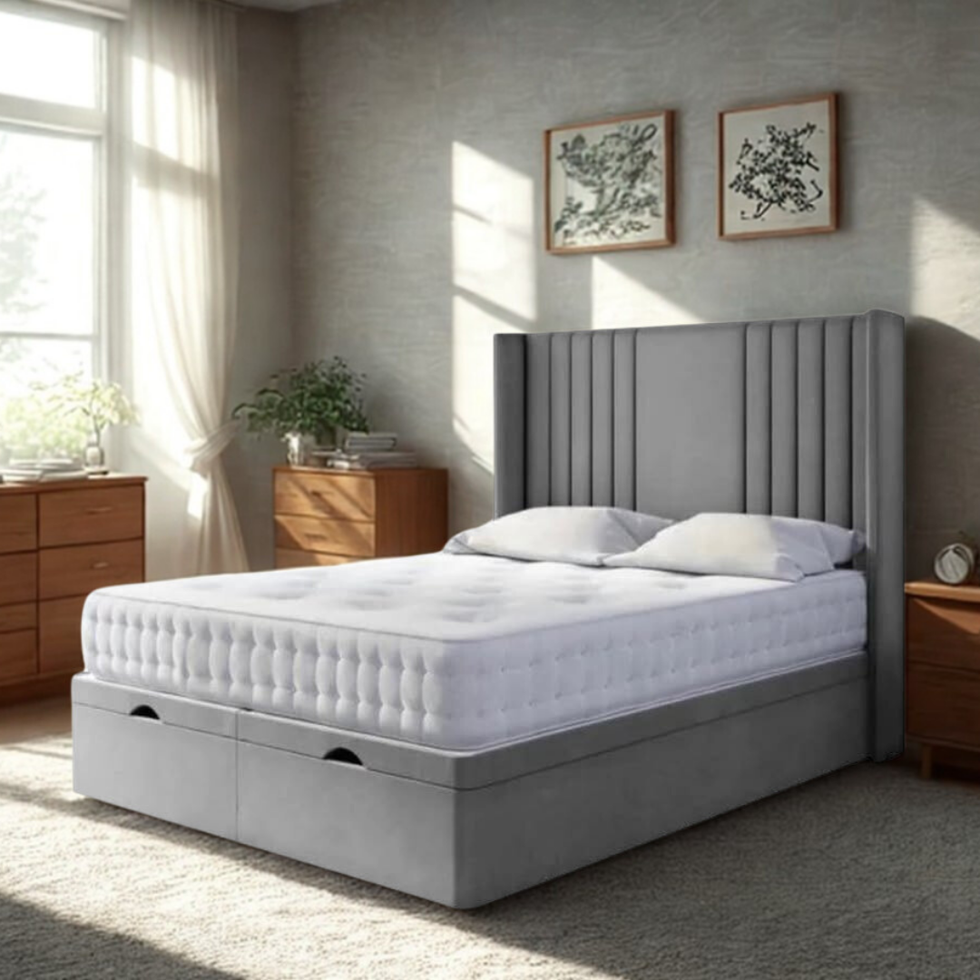 Ridge Line Tall #B159 | Optional Divan Ottoman Bed Frame (UK) | Discount Bed Store (DBS)