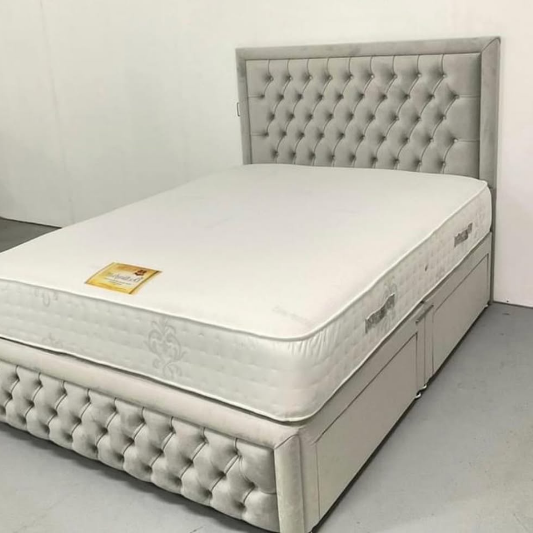 Grid Tuft Prestige #B165 | Optional Divan Drawer Bed Frame (UK) | Discount Bed Store (DBS)