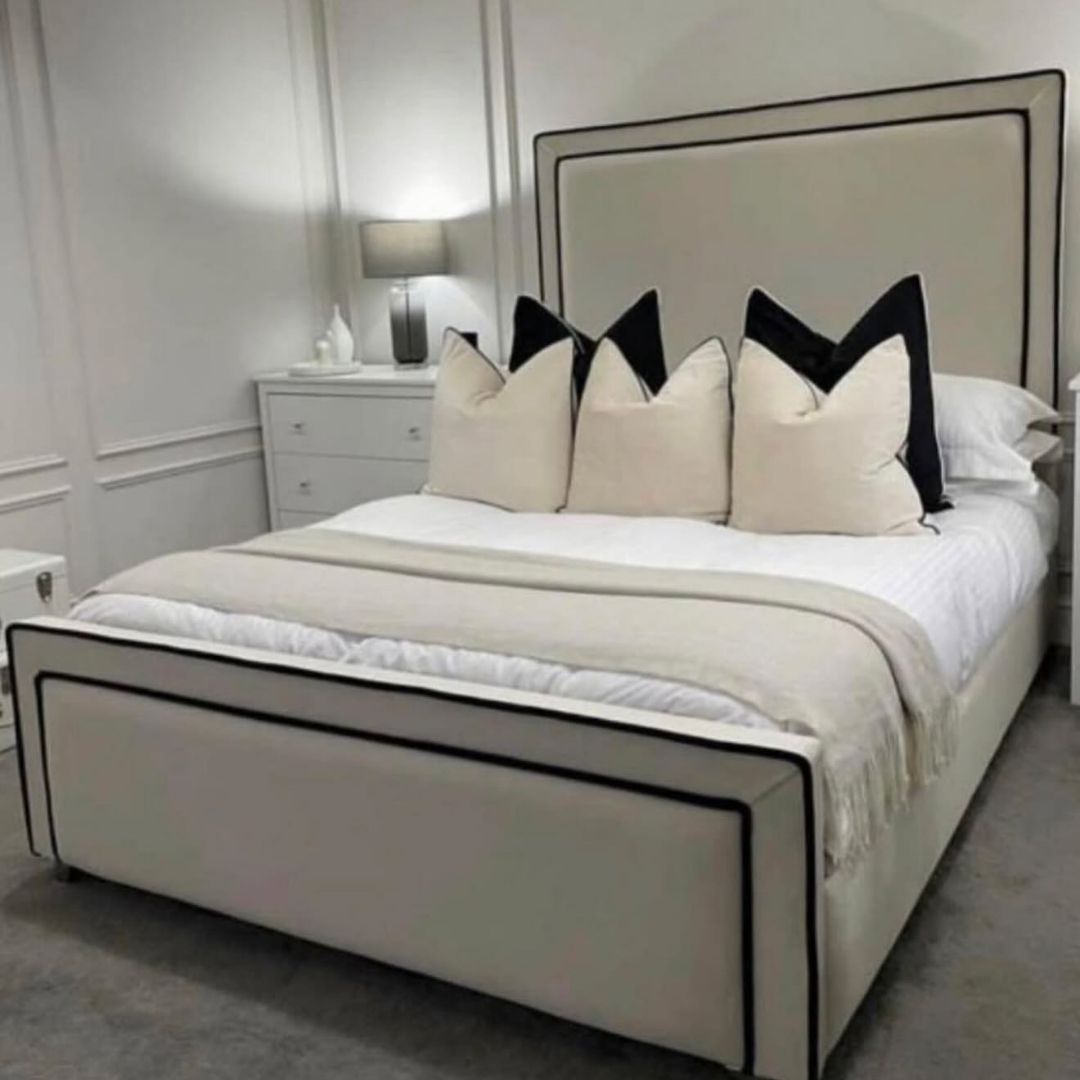 Pipe Bed LineEdge Black Piping #B38 Bed Frame (UK) | Discount Bed Store (DBS)