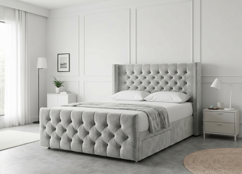 Luxury Curve Dream | Divan Drawer Bed Frame with Concealed Drawer Storage (UK) | Discount Bed Store (DBS) #DB146