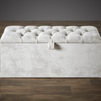 Ottoman Storage Box Velvet Tuck #B185 Bed Frame (UK) | Discount Bed Store (DBS)