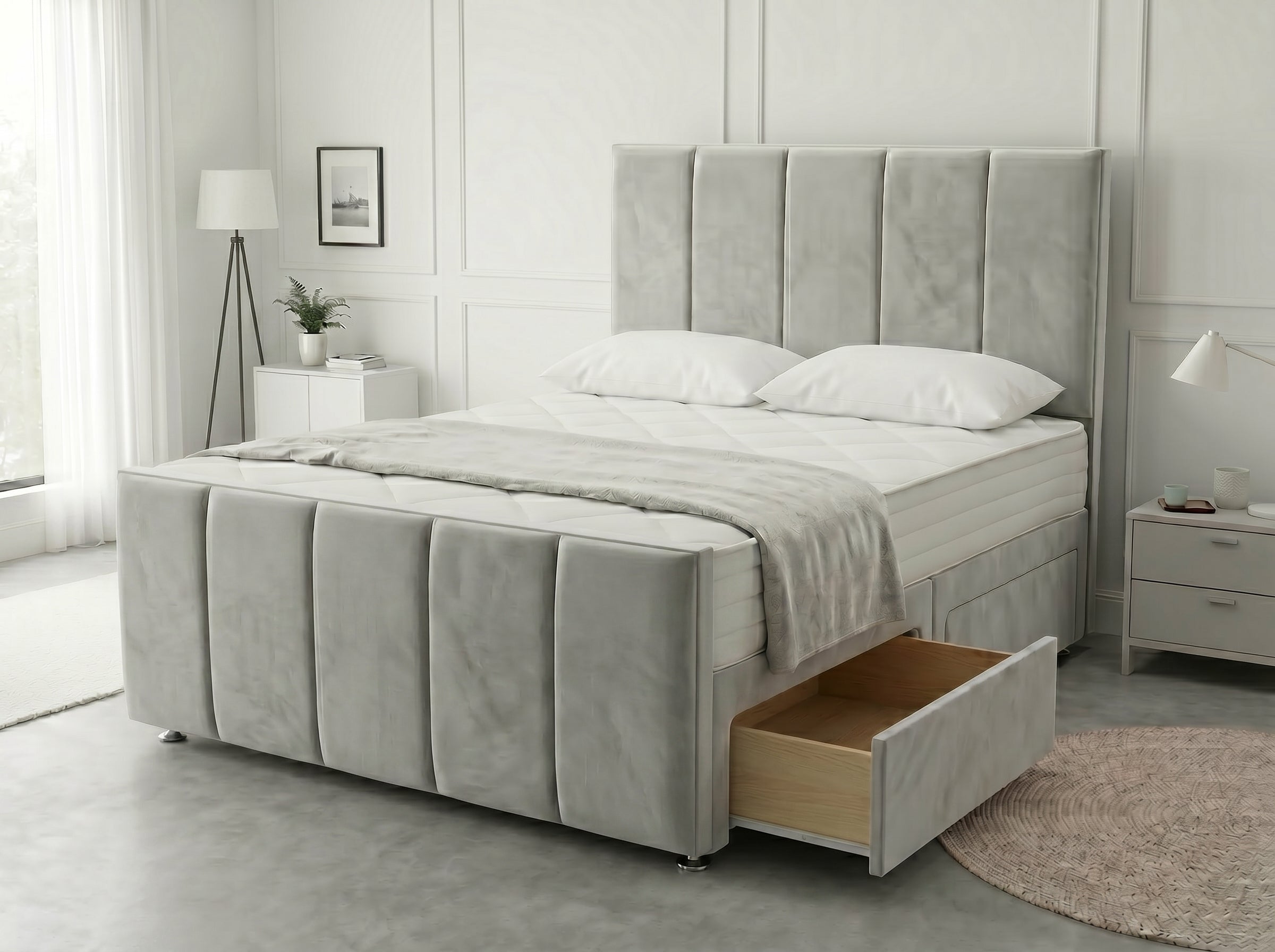 Vertical Craft Panel Bed #B154 Divan Drawer Bed Frame (UK) | Discount Bed Store (DBS)