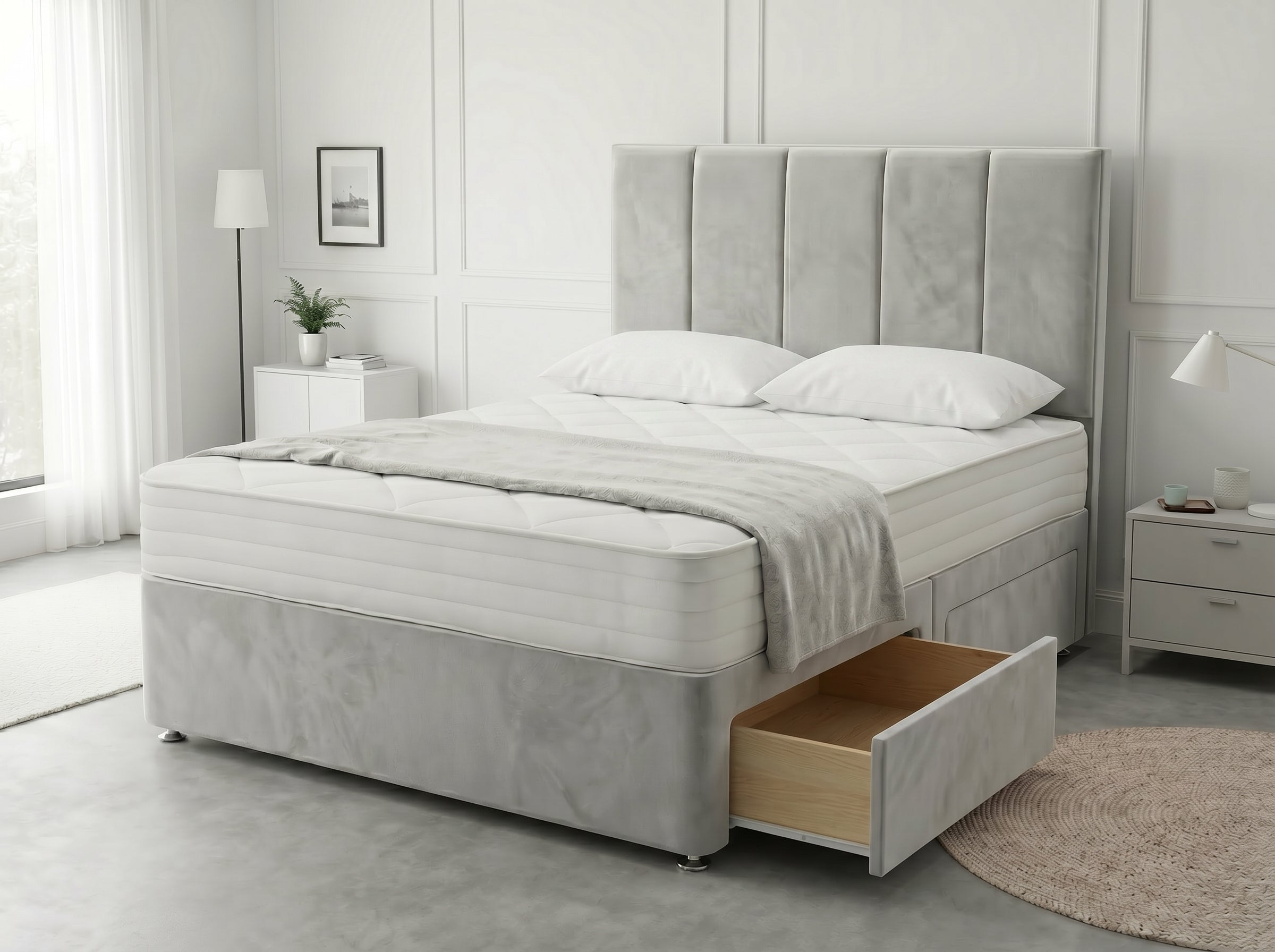 Vertical Craft Panel Bed #B154 Divan Drawer Bed Frame (UK) | Discount Bed Store (DBS)