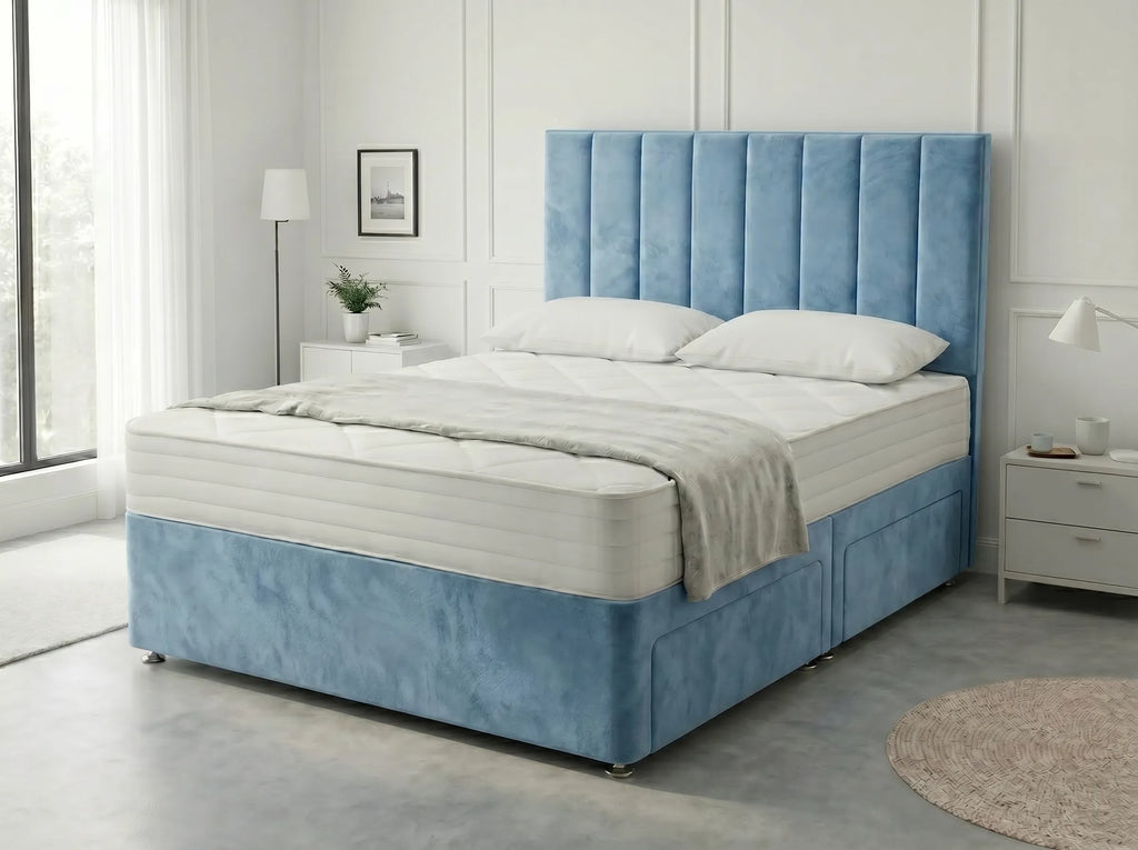 Heritage Sleigh Luxe | Upholstered Divan Drawer Bed with Pull-Out Drawers (UK) | Discount Bed Store (DBS) #DB133