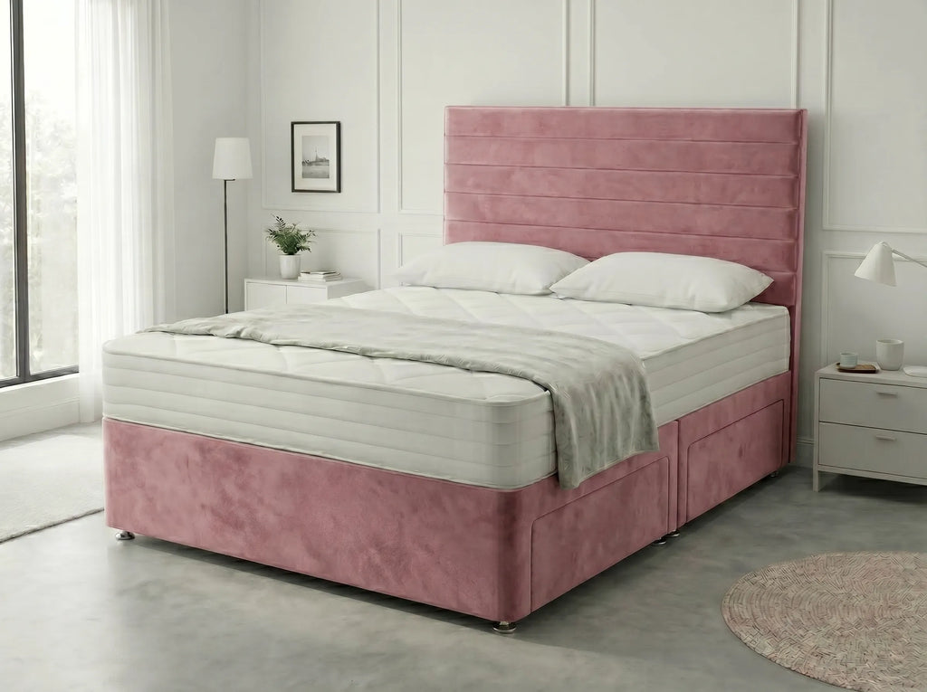 Heritage Sleigh Luxe | Upholstered Divan Drawer Bed with Pull-Out Drawers (UK) | Discount Bed Store (DBS) #DB133