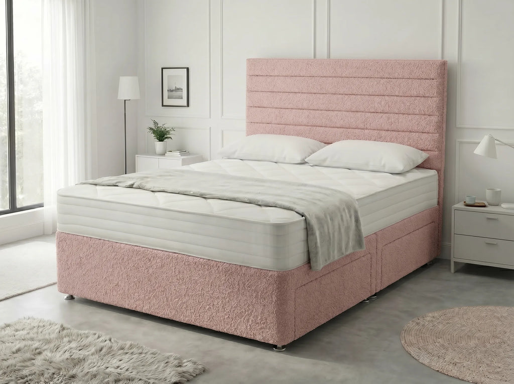 Heritage Sleigh Luxe | Upholstered Divan Drawer Bed with Pull-Out Drawers (UK) | Discount Bed Store (DBS) #DB133