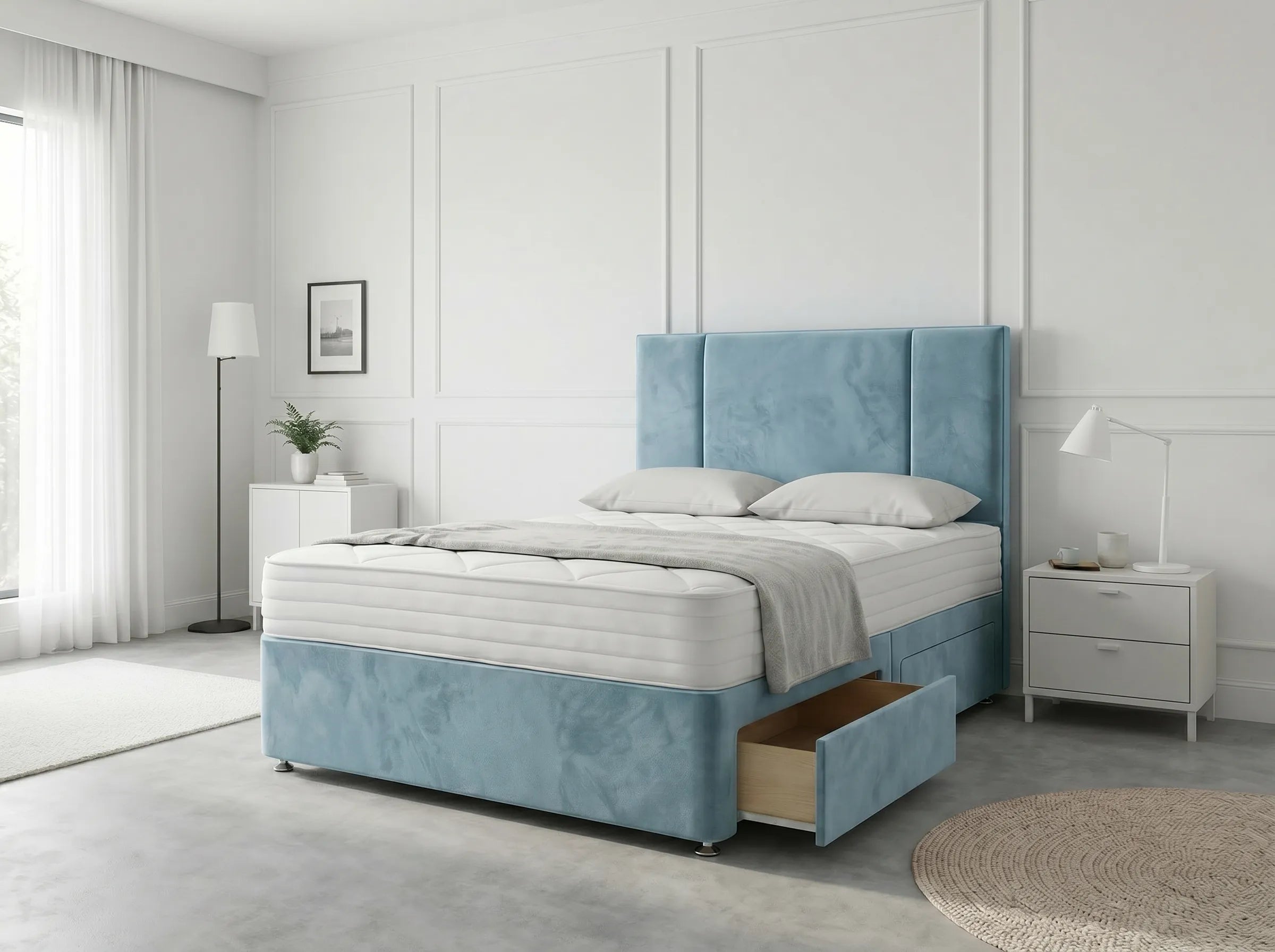 Imperial Sleigh Retreat | Divan Drawer Bed with Hidden Drawer Compartments (UK) | Discount Bed Store (DBS) #DB135