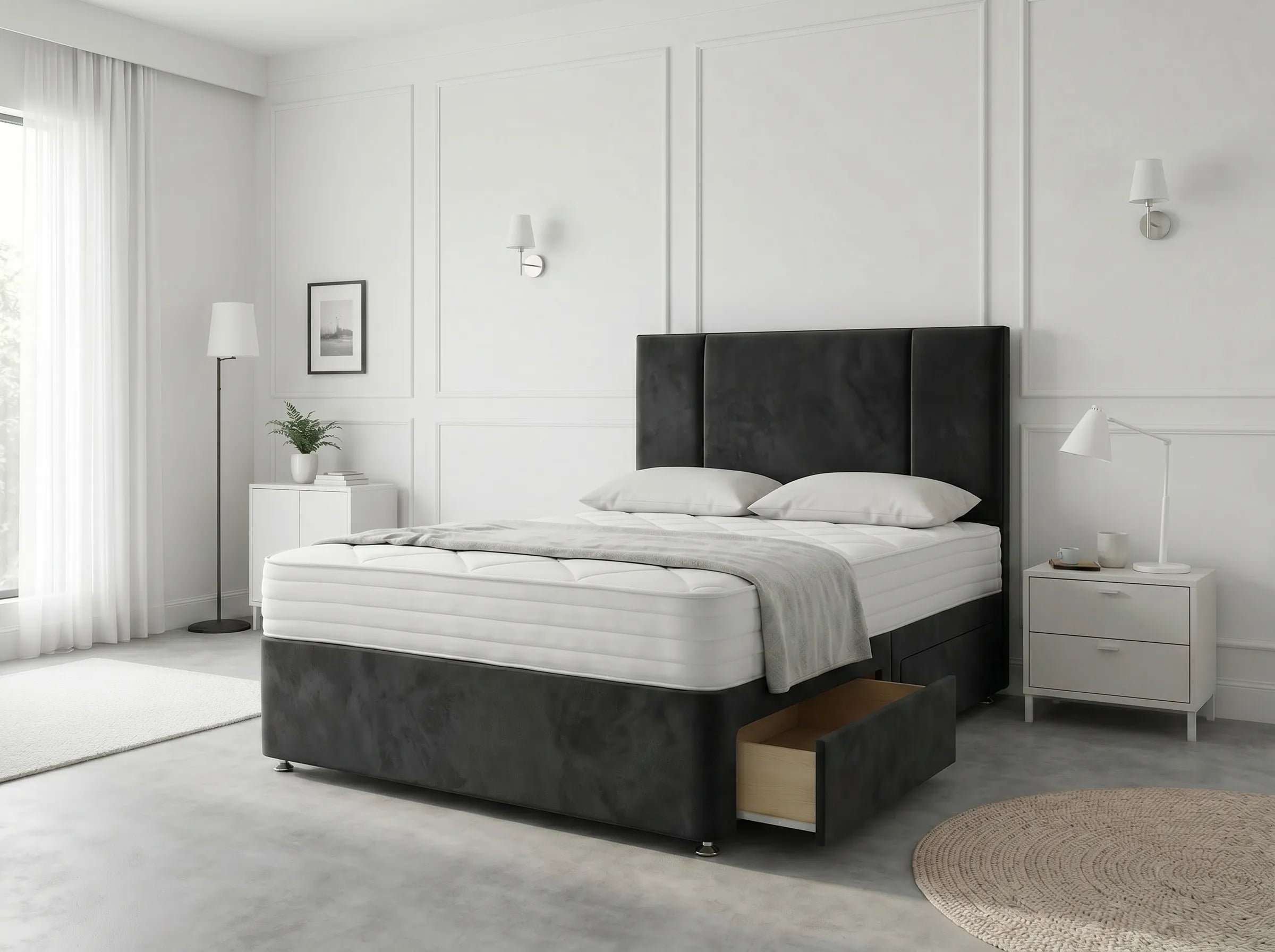 Imperial Sleigh Retreat | Divan Drawer Bed with Hidden Drawer Compartments (UK) | Discount Bed Store (DBS) #DB135