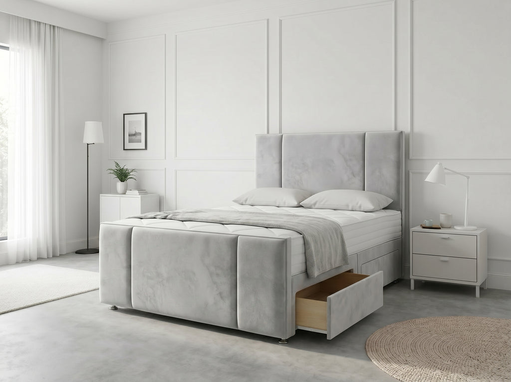 Imperial Sleigh Retreat | Divan Drawer Bed with Hidden Drawer Compartments (UK) | Discount Bed Store (DBS) #DB135