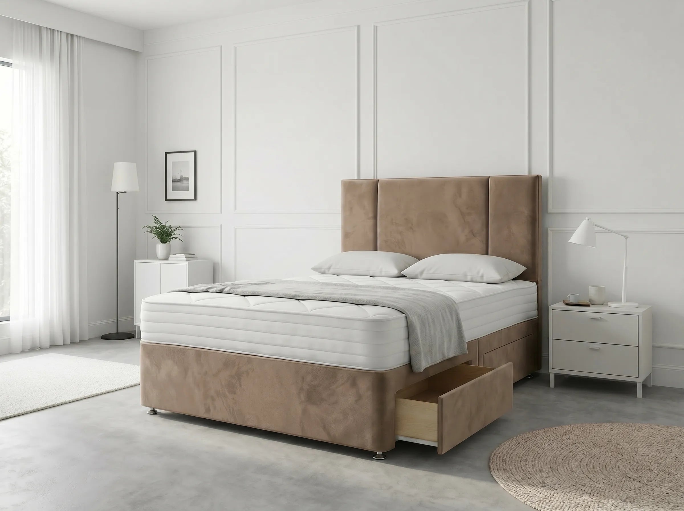 Imperial Sleigh Retreat | Divan Drawer Bed with Hidden Drawer Compartments (UK) | Discount Bed Store (DBS) #DB135