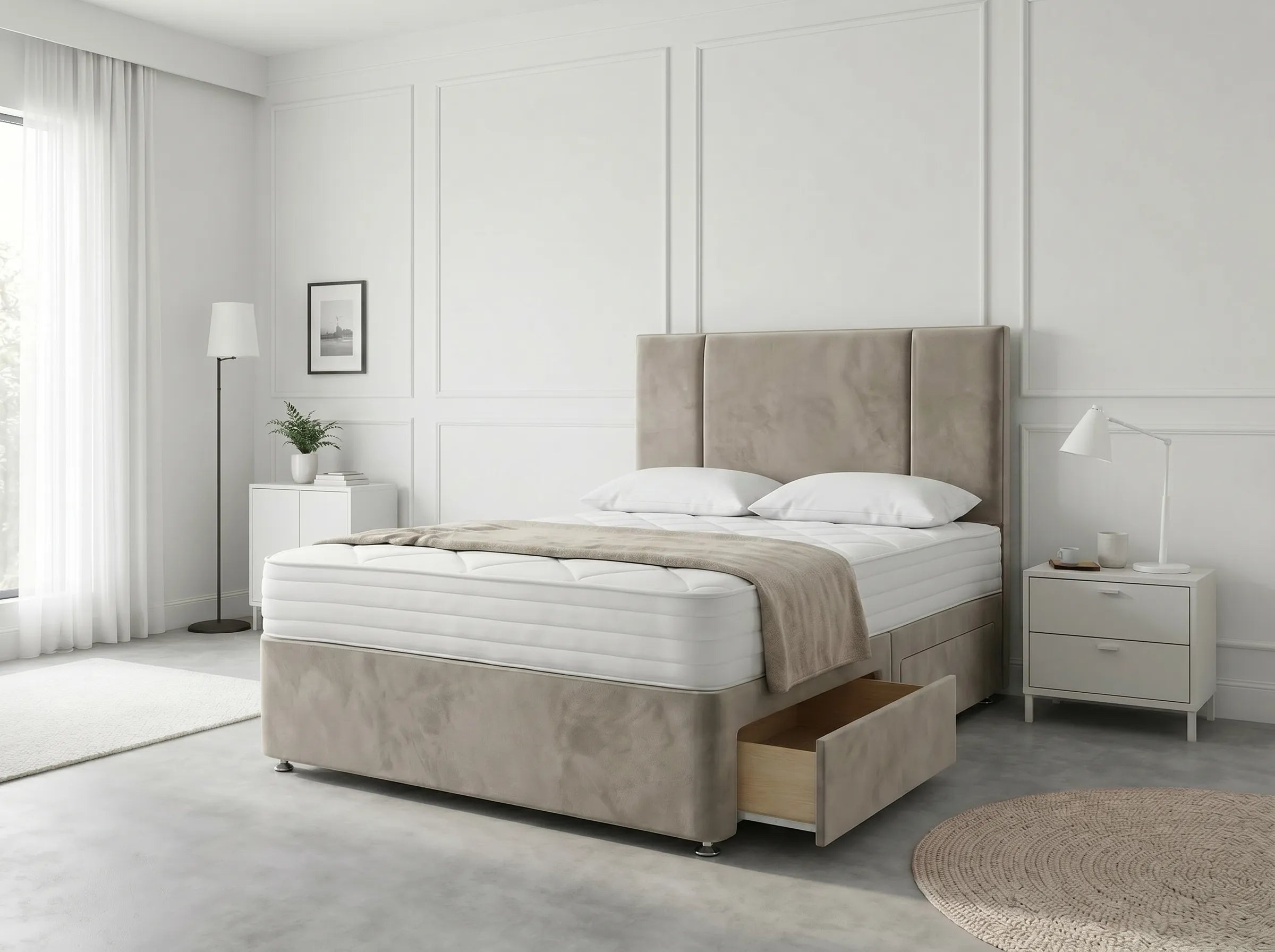 Imperial Sleigh Retreat | Divan Drawer Bed with Hidden Drawer Compartments (UK) | Discount Bed Store (DBS) #DB135