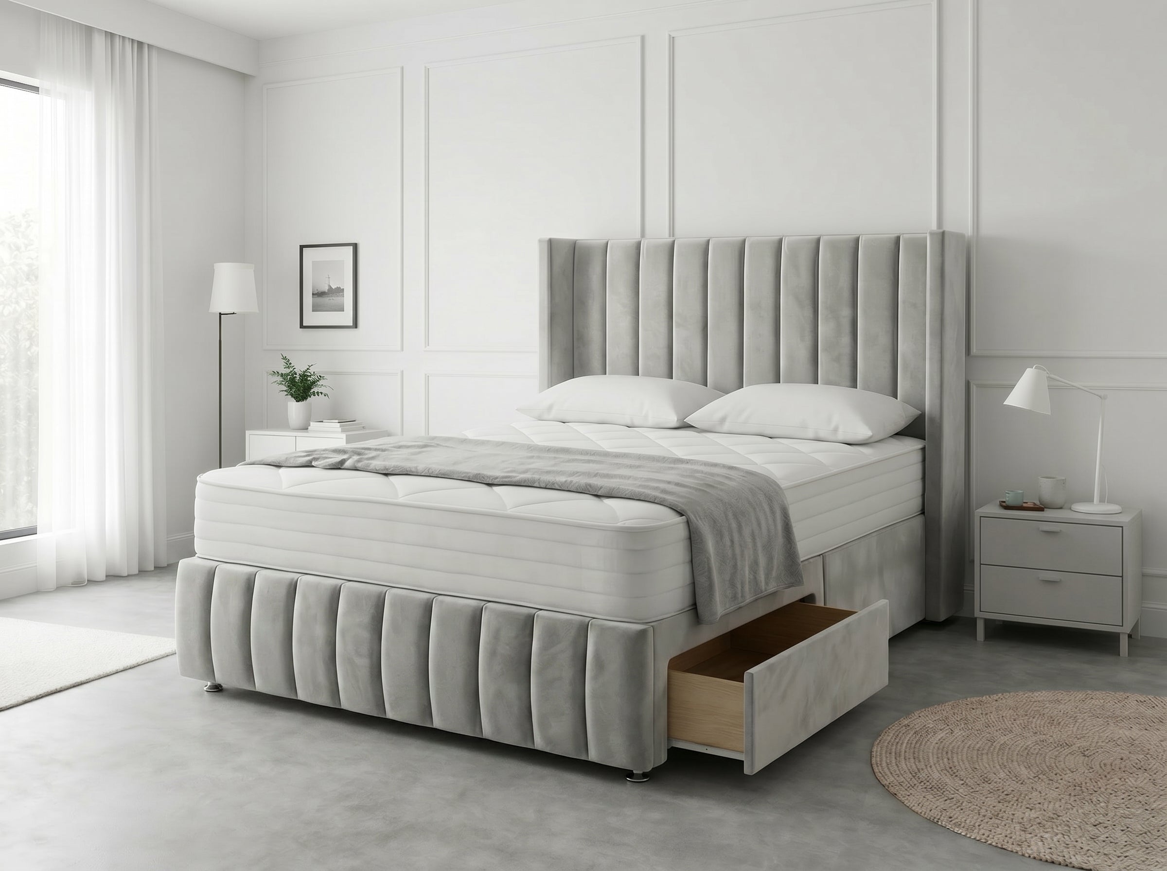 Classic Curve Elegance | Divan Drawer Base Featuring Smooth Glide Drawers (UK) | Discount Bed Store (DBS) Regal Sleigh Haven Divan Bed with Side Storage Drawers (UK) | Discount Bed Store (DBS) #DB136