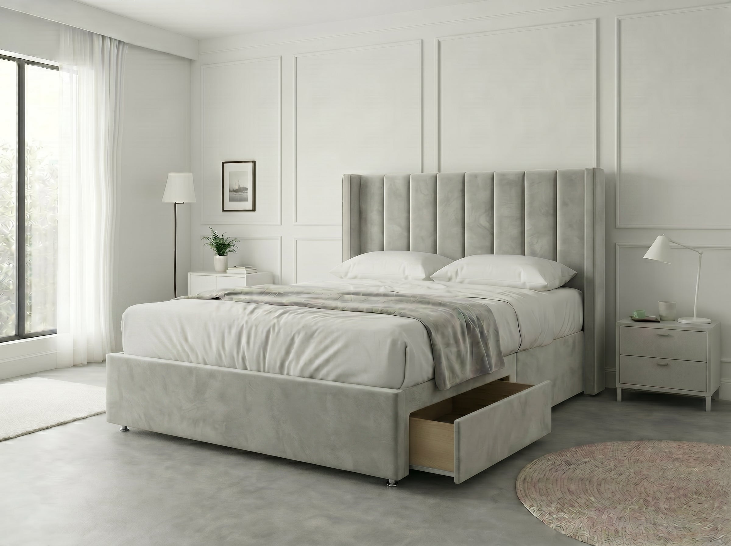 Classic Curve Elegance | Divan Drawer Base Featuring Smooth Glide Drawers (UK) | Discount Bed Store (DBS) Regal Sleigh Haven Divan Bed with Side Storage Drawers (UK) | Discount Bed Store (DBS) #DB136