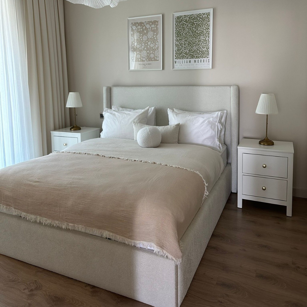 Modern Crescent Wingback Bed #B81 Bed Frame (UK) | Discount Bed Store (DBS)