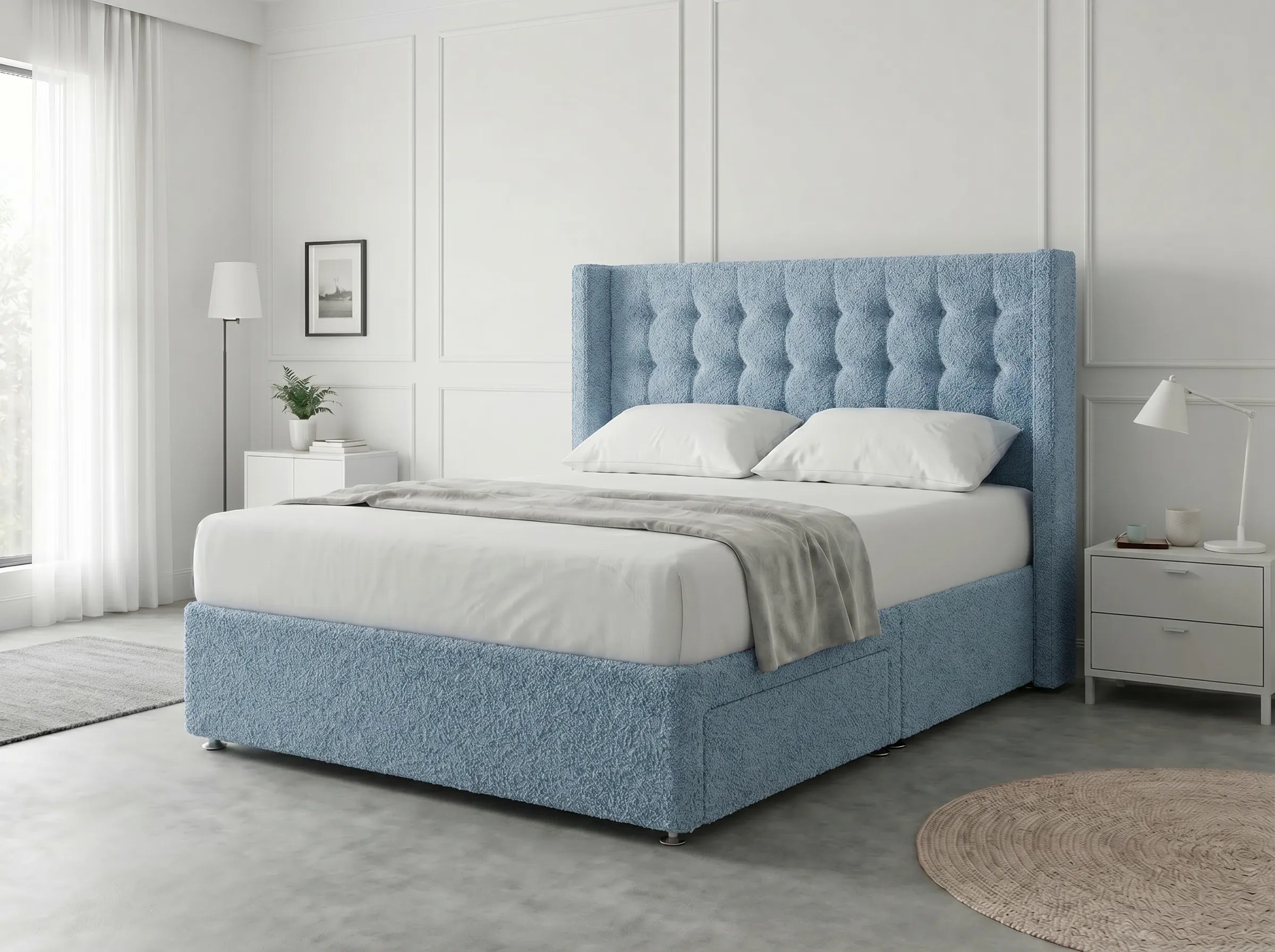 Noble Curve Deluxe | Premium Divan Drawer Bed with Storage Drawers (UK) | Discount Bed Store (DBS) #DB138