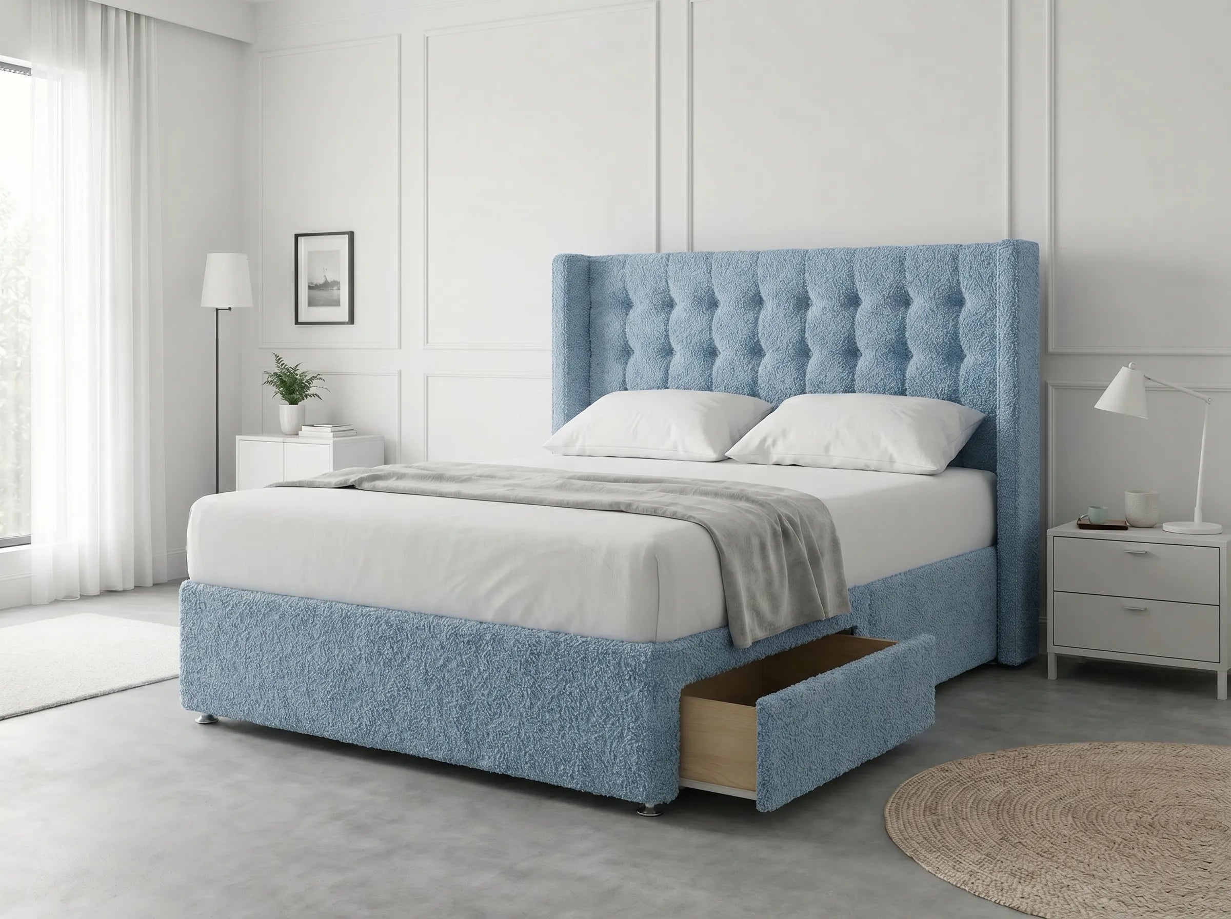 Noble Curve Deluxe | Premium Divan Drawer Bed with Storage Drawers (UK) | Discount Bed Store (DBS) #DB138