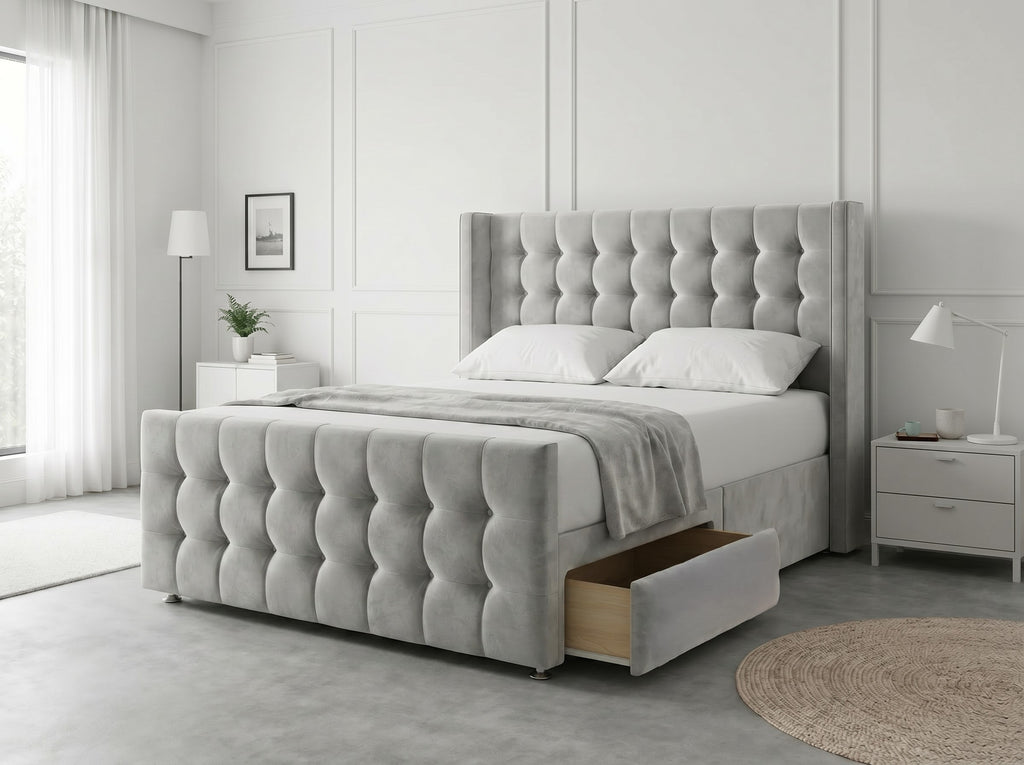 Noble Curve Deluxe | Premium Divan Drawer Bed with Storage Drawers (UK) | Discount Bed Store (DBS) #DB138