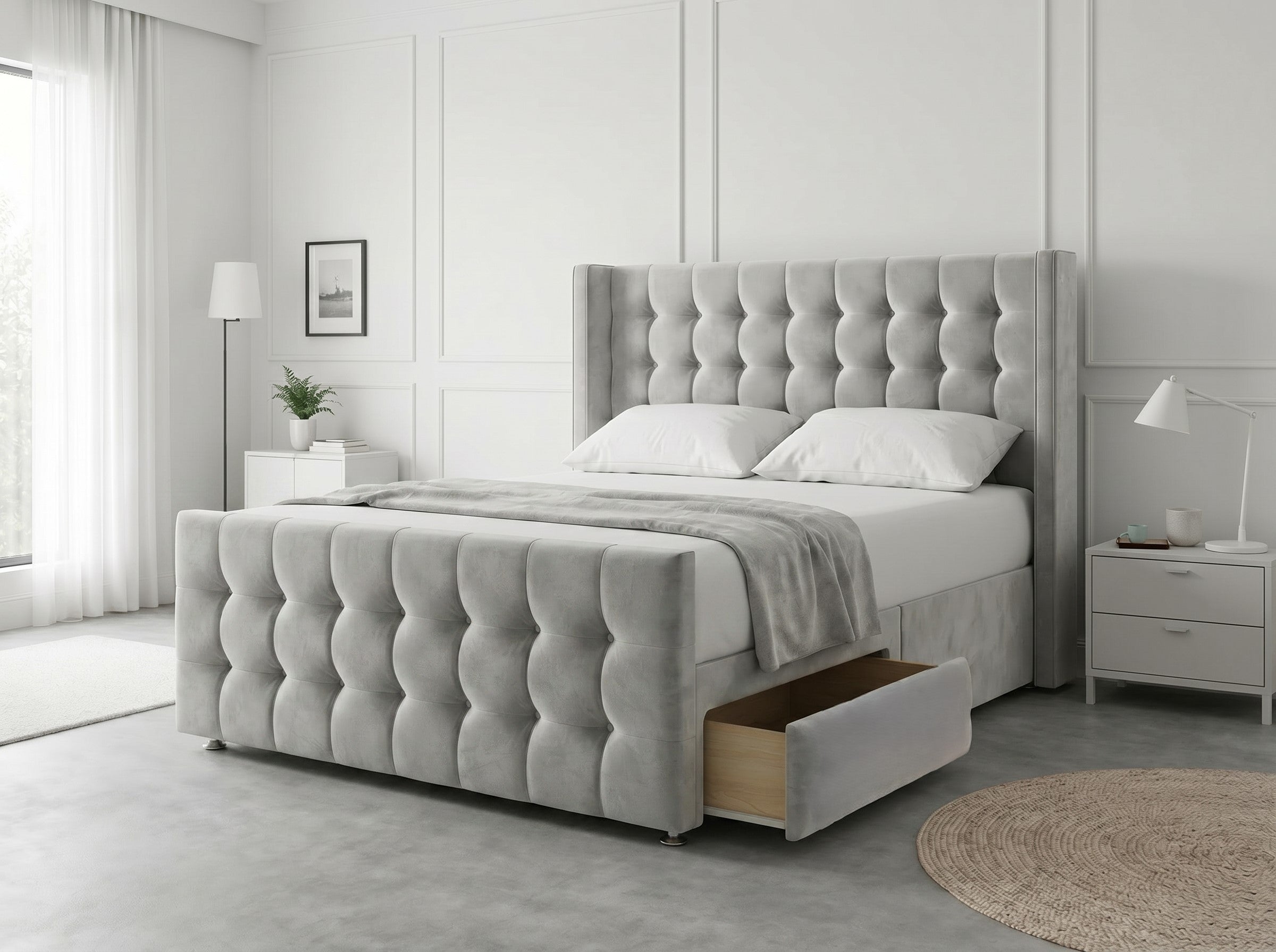 Noble Curve Deluxe | Premium Divan Drawer Bed with Storage Drawers (UK) | Discount Bed Store (DBS) #DB138