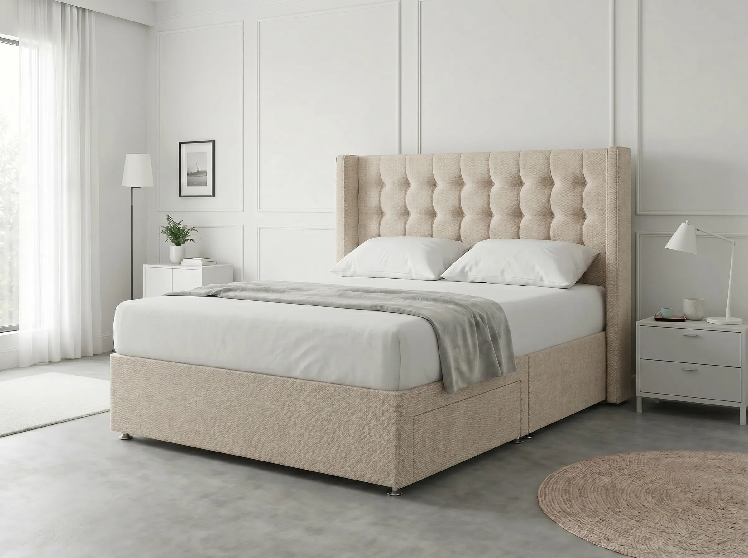 Noble Curve Deluxe | Premium Divan Drawer Bed with Storage Drawers (UK) | Discount Bed Store (DBS) #DB138