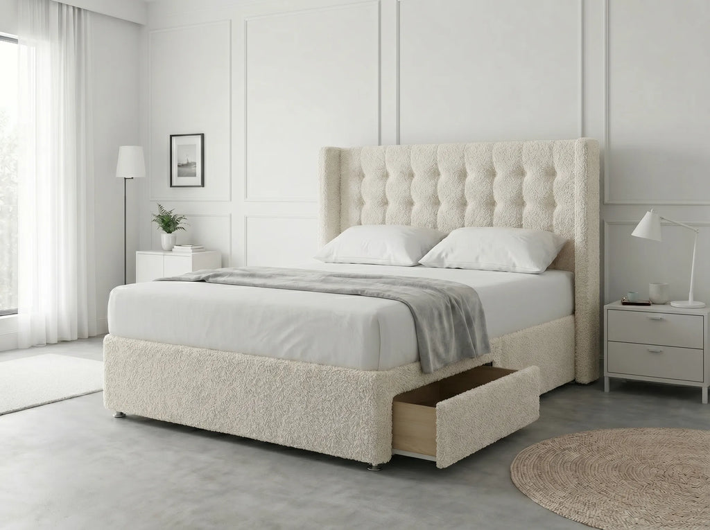 Noble Curve Deluxe | Premium Divan Drawer Bed with Storage Drawers (UK) | Discount Bed Store (DBS) #DB138