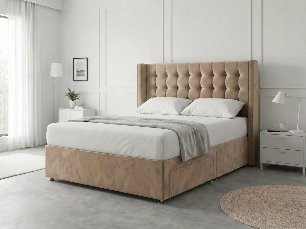 Noble Curve Deluxe | Premium Divan Drawer Bed with Storage Drawers (UK) | Discount Bed Store (DBS) #DB138