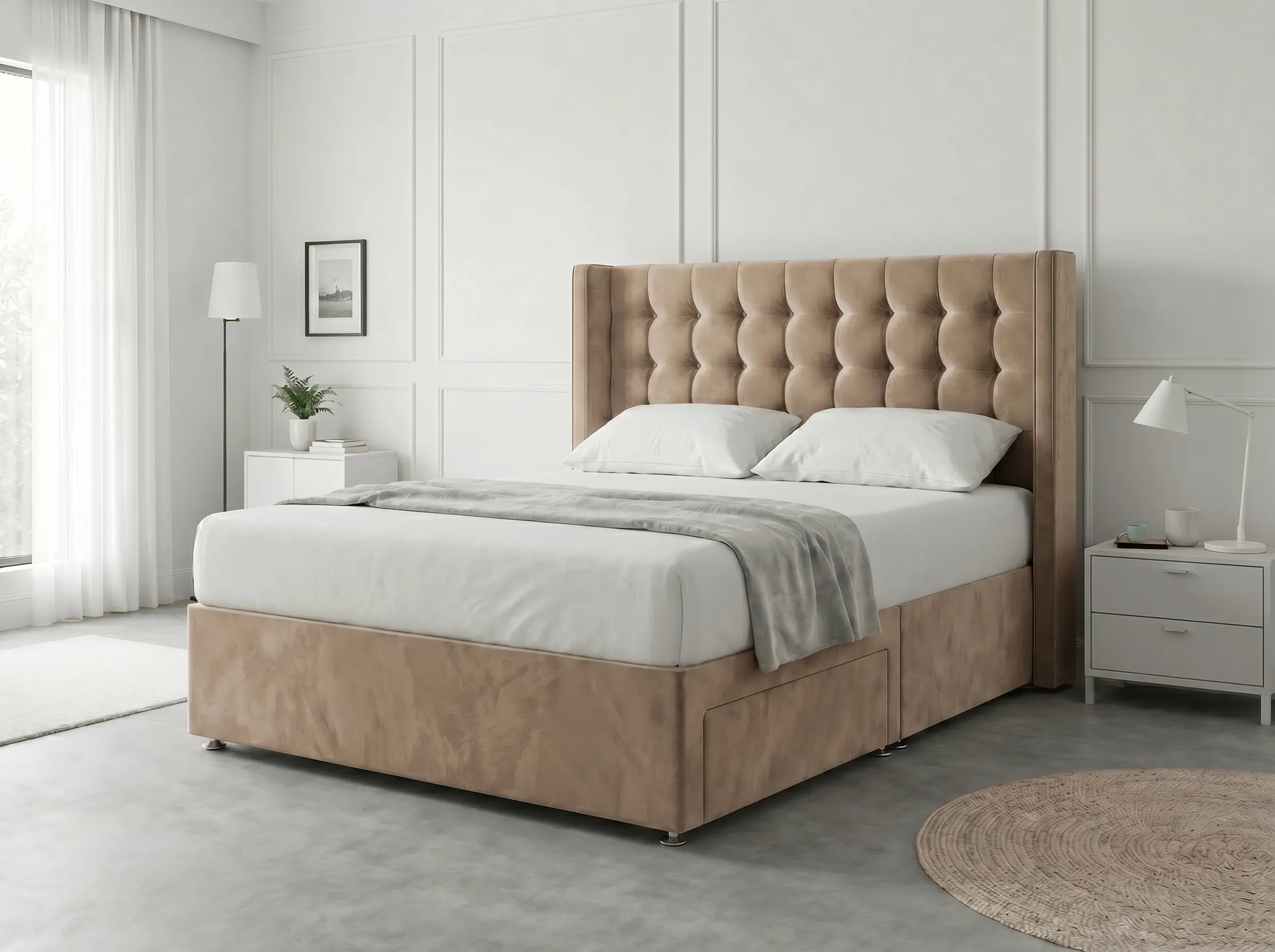 Noble Curve Deluxe | Premium Divan Drawer Bed with Storage Drawers (UK) | Discount Bed Store (DBS) #DB138