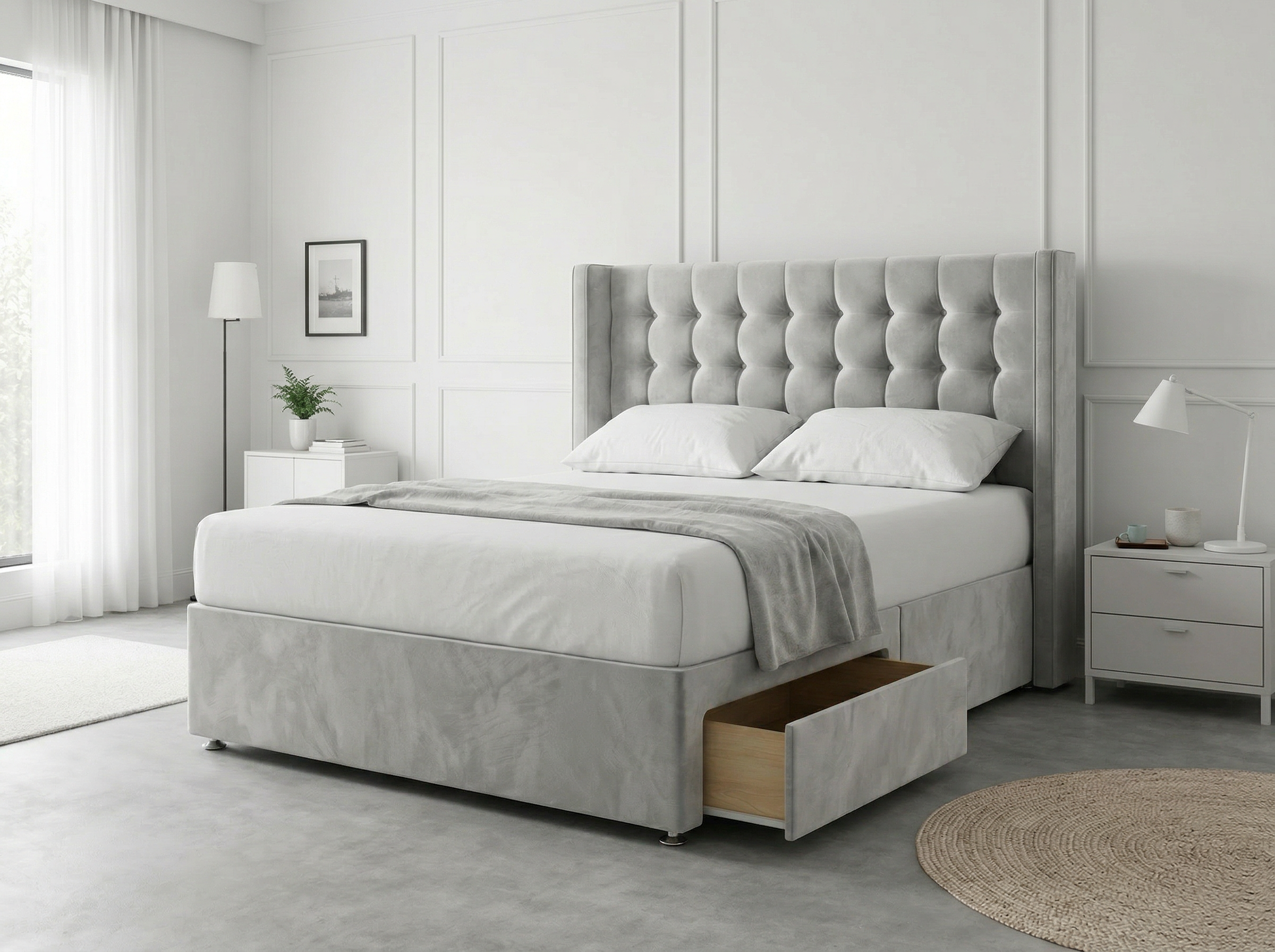 Noble Curve Deluxe | Premium Divan Drawer Bed with Storage Drawers (UK) | Discount Bed Store (DBS) #DB138