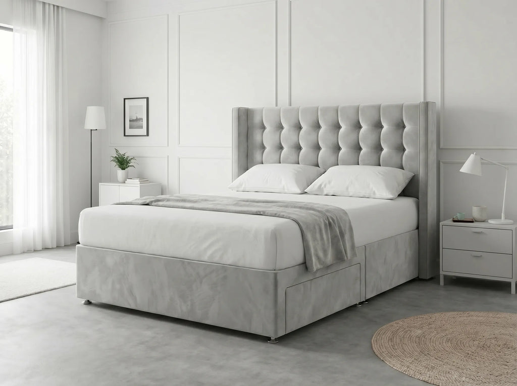 Noble Curve Deluxe | Premium Divan Drawer Bed with Storage Drawers (UK) | Discount Bed Store (DBS) #DB138