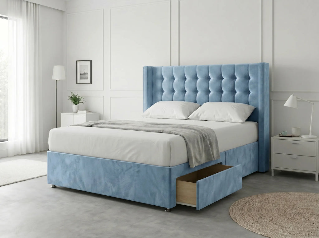Noble Curve Deluxe | Premium Divan Drawer Bed with Storage Drawers (UK) | Discount Bed Store (DBS) #DB138