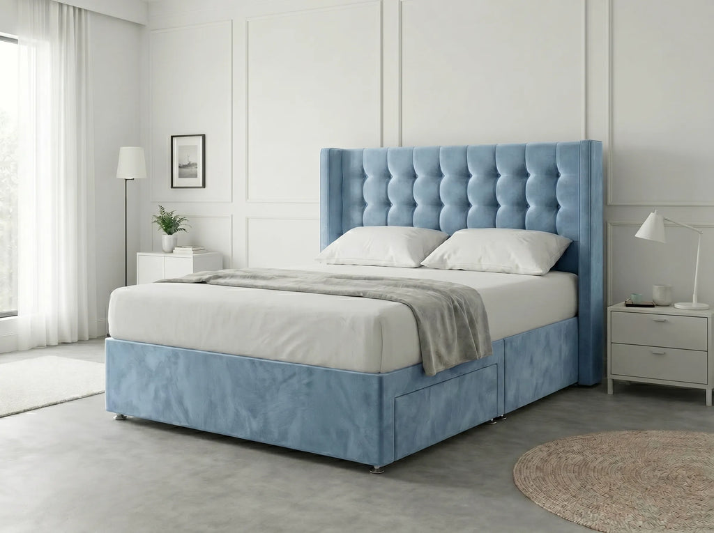 Noble Curve Deluxe | Premium Divan Drawer Bed with Storage Drawers (UK) | Discount Bed Store (DBS) #DB138