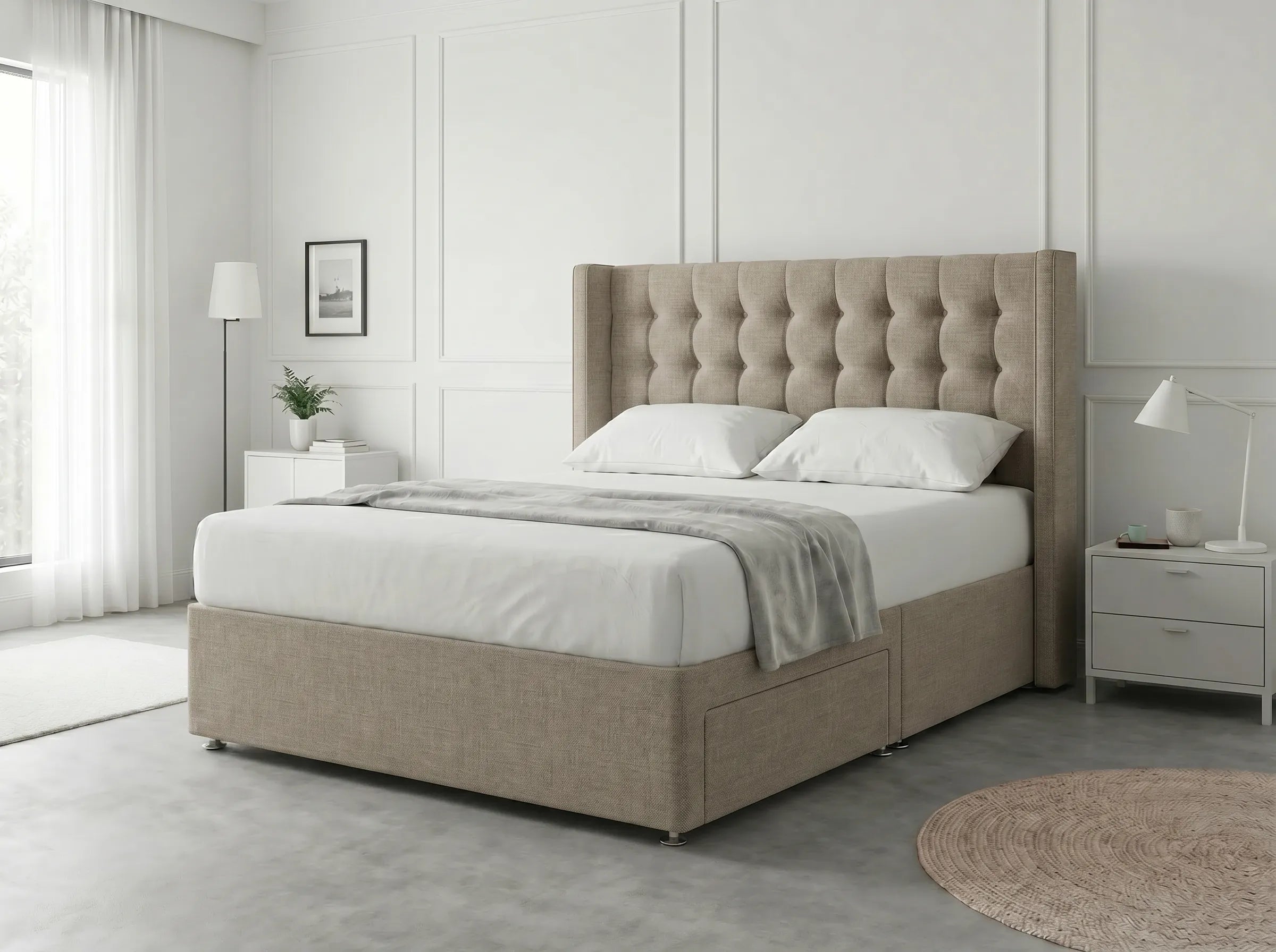 Noble Curve Deluxe | Premium Divan Drawer Bed with Storage Drawers (UK) | Discount Bed Store (DBS) #DB138