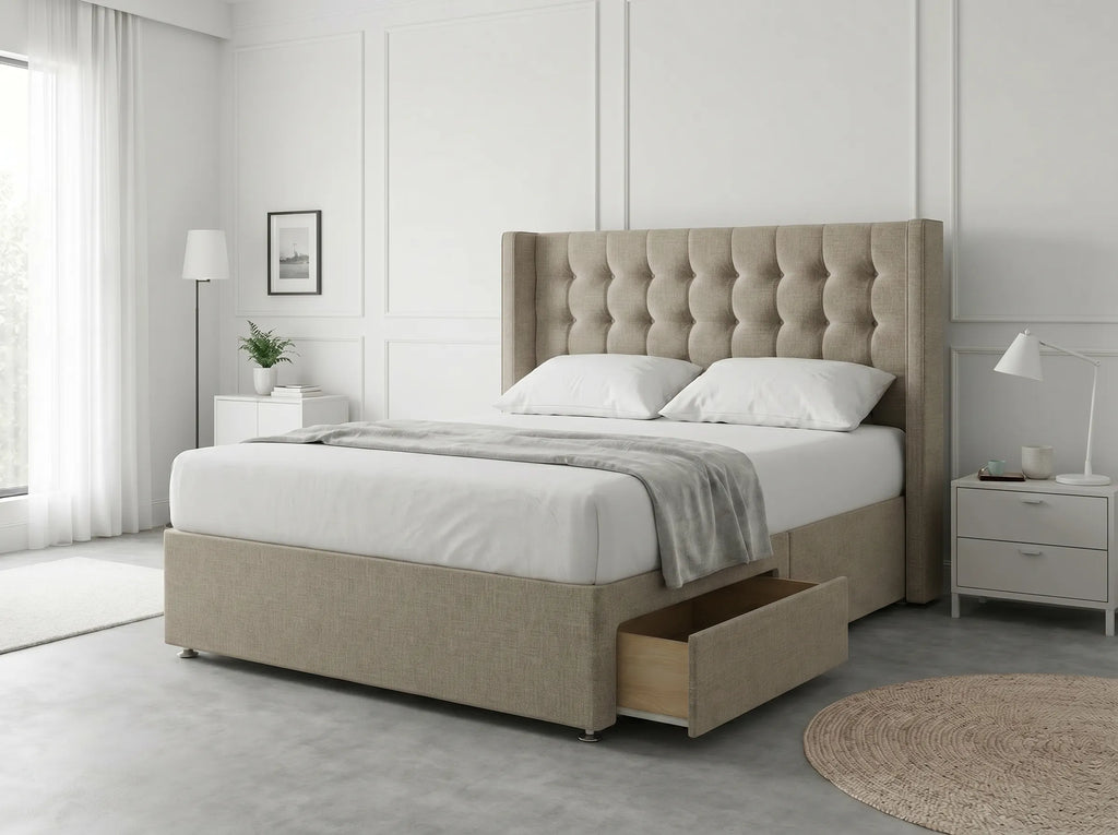 Noble Curve Deluxe | Premium Divan Drawer Bed with Storage Drawers (UK) | Discount Bed Store (DBS) #DB138