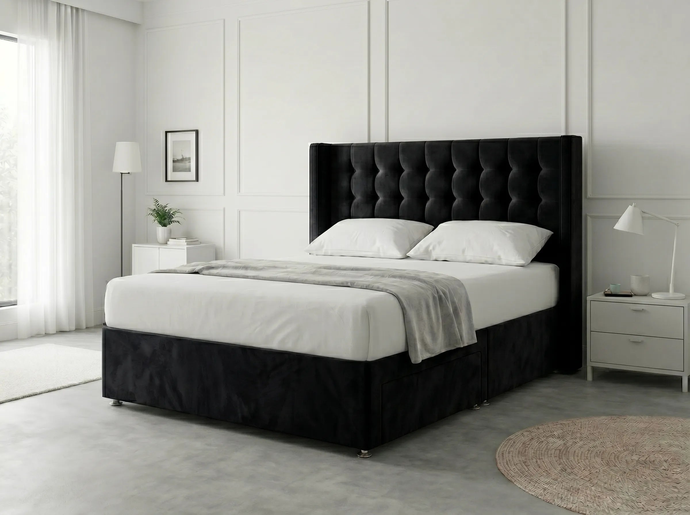 Noble Curve Deluxe | Premium Divan Drawer Bed with Storage Drawers (UK) | Discount Bed Store (DBS) #DB138