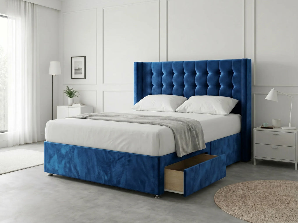 Noble Curve Deluxe | Premium Divan Drawer Bed with Storage Drawers (UK) | Discount Bed Store (DBS) #DB138