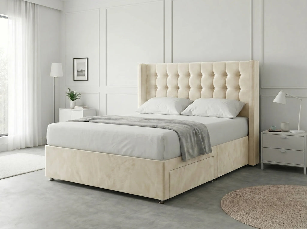 Noble Curve Deluxe | Premium Divan Drawer Bed with Storage Drawers (UK) | Discount Bed Store (DBS) #DB138