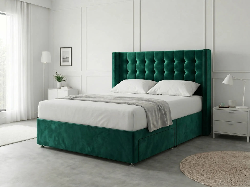 Noble Curve Deluxe | Premium Divan Drawer Bed with Storage Drawers (UK) | Discount Bed Store (DBS) #DB138