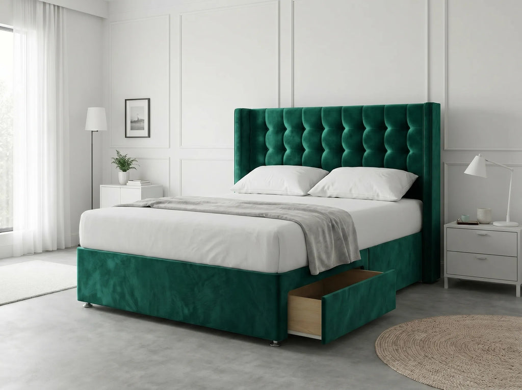 Noble Curve Deluxe | Premium Divan Drawer Bed with Storage Drawers (UK) | Discount Bed Store (DBS) #DB138