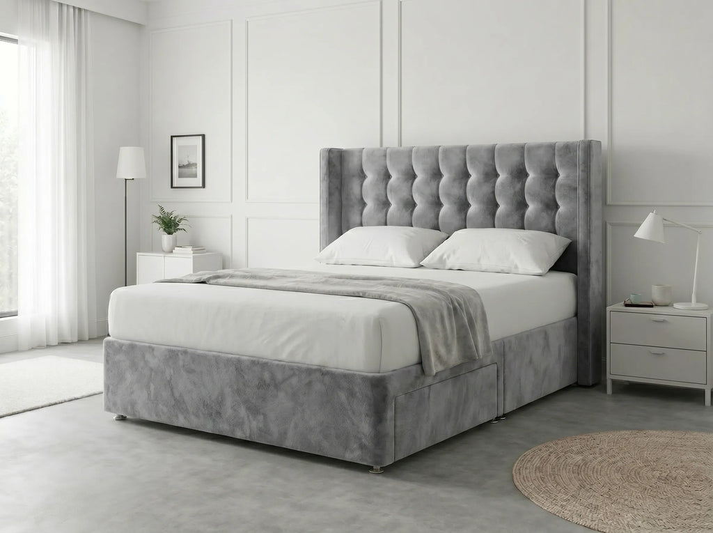 Noble Curve Deluxe | Premium Divan Drawer Bed with Storage Drawers (UK) | Discount Bed Store (DBS) #DB138