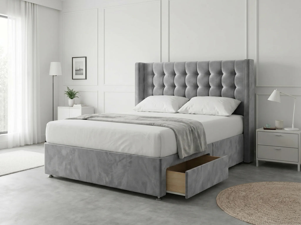 Noble Curve Deluxe | Premium Divan Drawer Bed with Storage Drawers (UK) | Discount Bed Store (DBS) #DB138