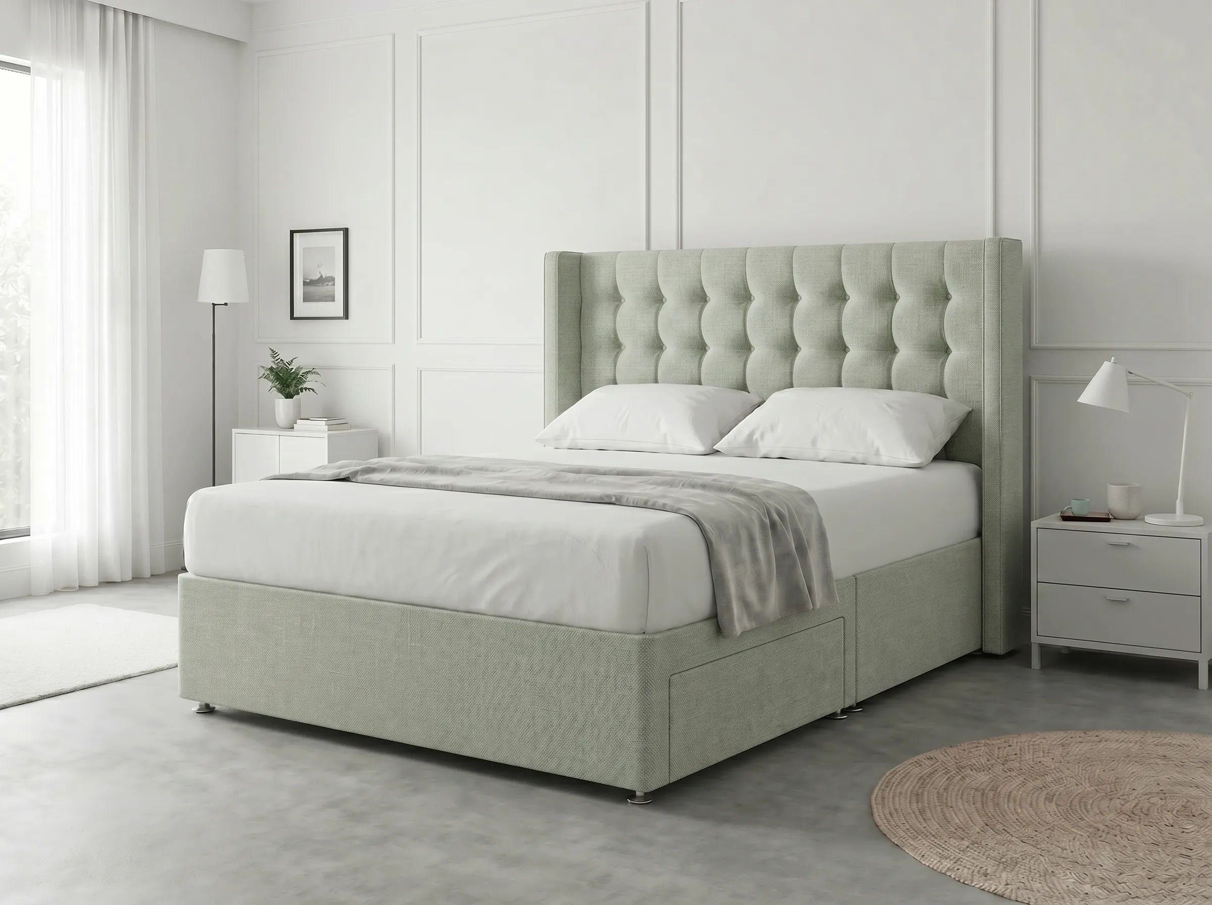 Noble Curve Deluxe | Premium Divan Drawer Bed with Storage Drawers (UK) | Discount Bed Store (DBS) #DB138