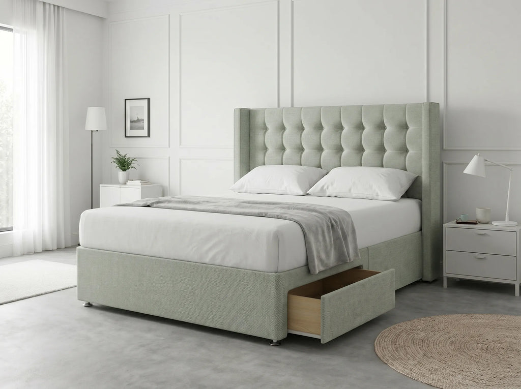 Noble Curve Deluxe | Premium Divan Drawer Bed with Storage Drawers (UK) | Discount Bed Store (DBS) #DB138