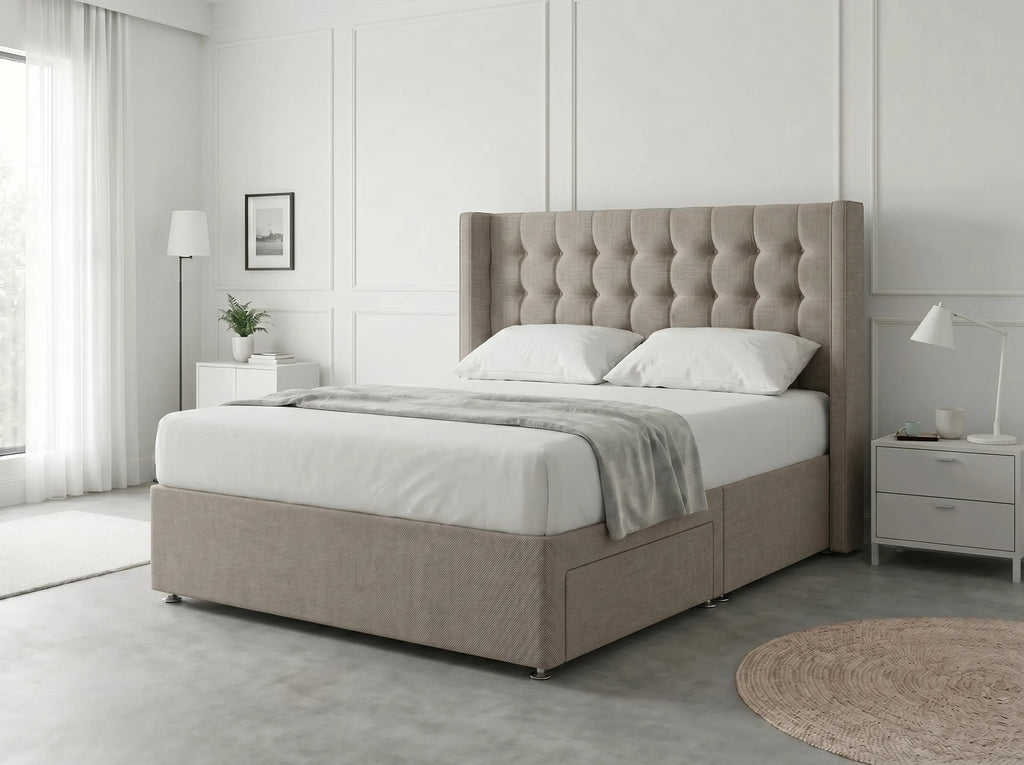 Noble Curve Deluxe | Premium Divan Drawer Bed with Storage Drawers (UK) | Discount Bed Store (DBS) #DB138