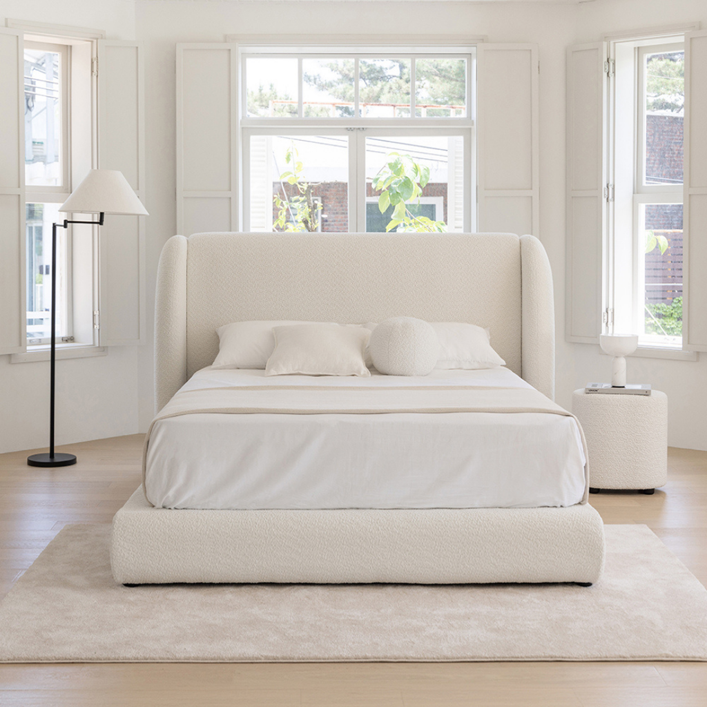 Designer Soft Platform Bed Soft Shell #B133| Optional Ottoman Bed Frame (UK) | Discount Bed Store (DBS)