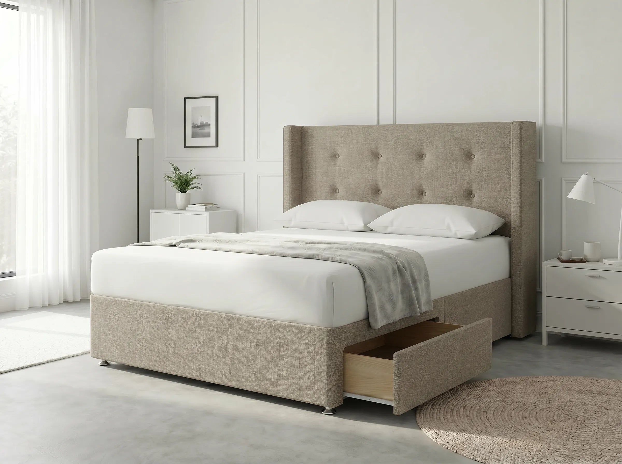 Elite Sleigh Harmony | Divan Drawer Frame with Multi-Drawer Storage Options (UK) | Discount Bed Store (DBS) #DB139