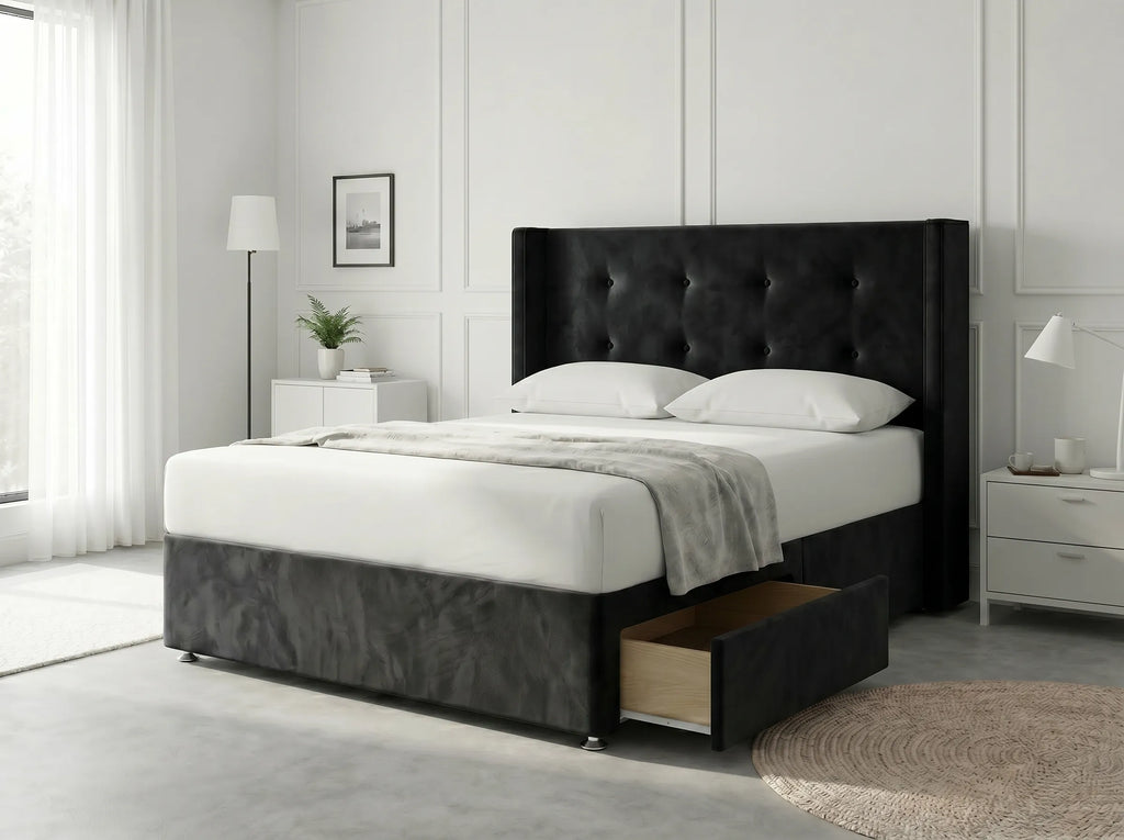 Elite Sleigh Harmony | Divan Drawer Frame with Multi-Drawer Storage Options (UK) | Discount Bed Store (DBS) #DB139